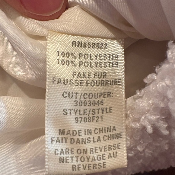 Max Studio $118 Faux Shearling Silver Zip Moto Jacket L EUC Ivory Streetwear - Picture 4 of 10